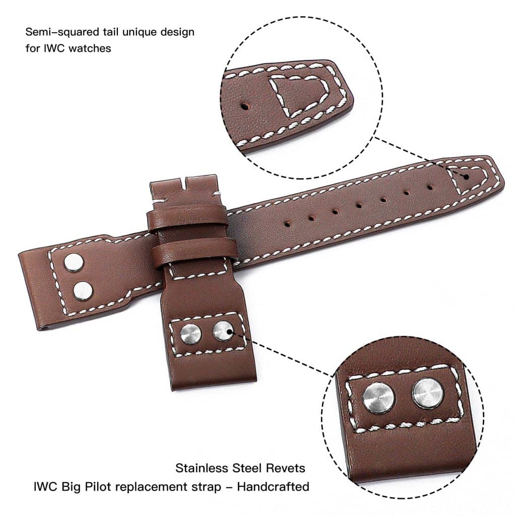 21mm 22mm Replacement Leather strap Rivets for IWC Big Pilot