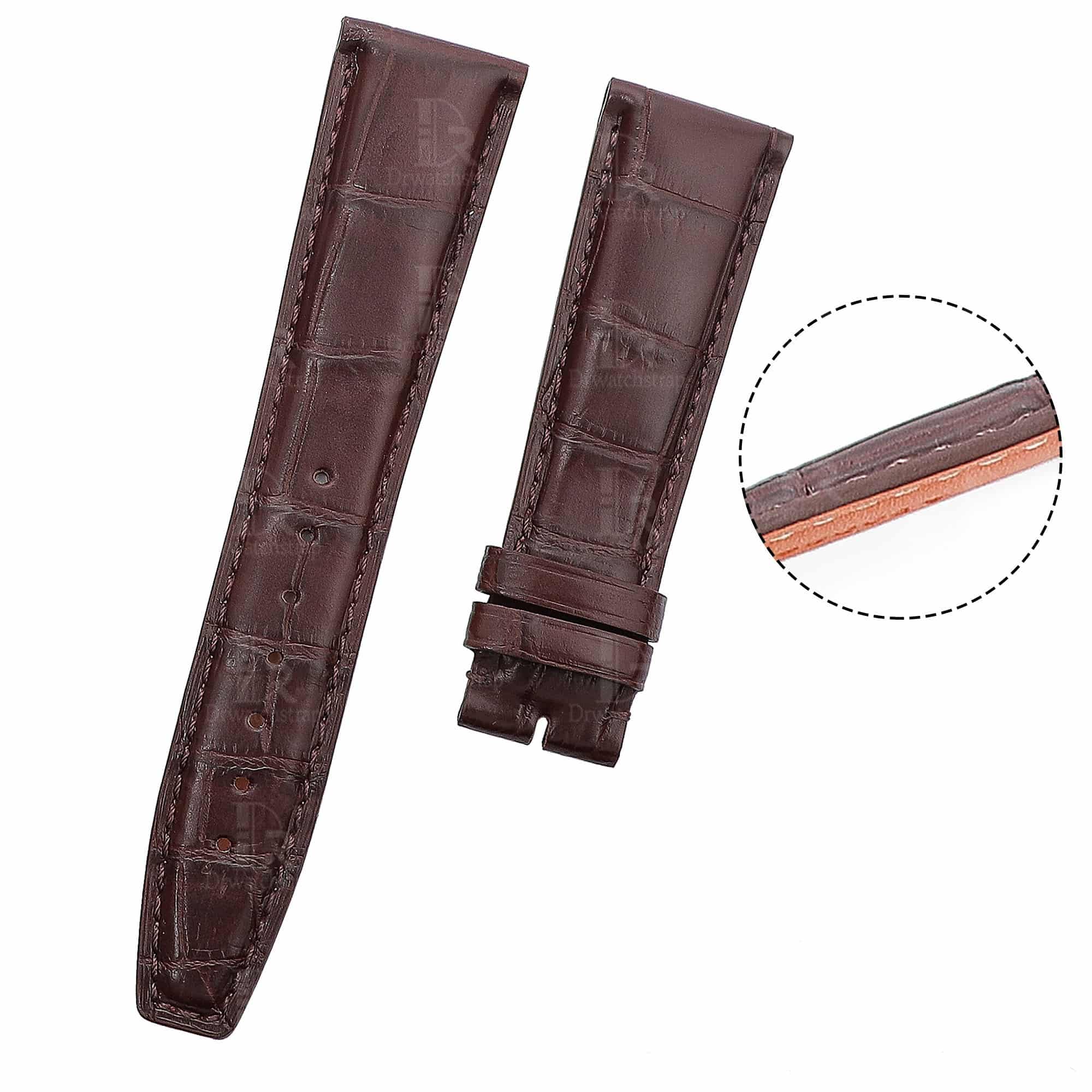 Best quality Grade A alligator Belly-scale brown leather Santoni IWC watch strap and watch band replacement for IWC Portofino / Pilot's watch at a low price - Shop handcrafted OEM watch bands online