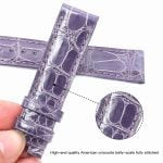 Genuine Grade A round scale Purple alligator crocodile leather strap and watch band replacement for Cartier Ballon Bleu 33mm 36mm 43mm mens and womens luxury watches handmade aftermarket watch bands and straps