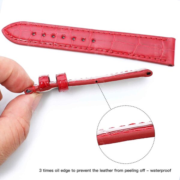 3-times oil edge to prevent the Chopard red leather strap from peeling off