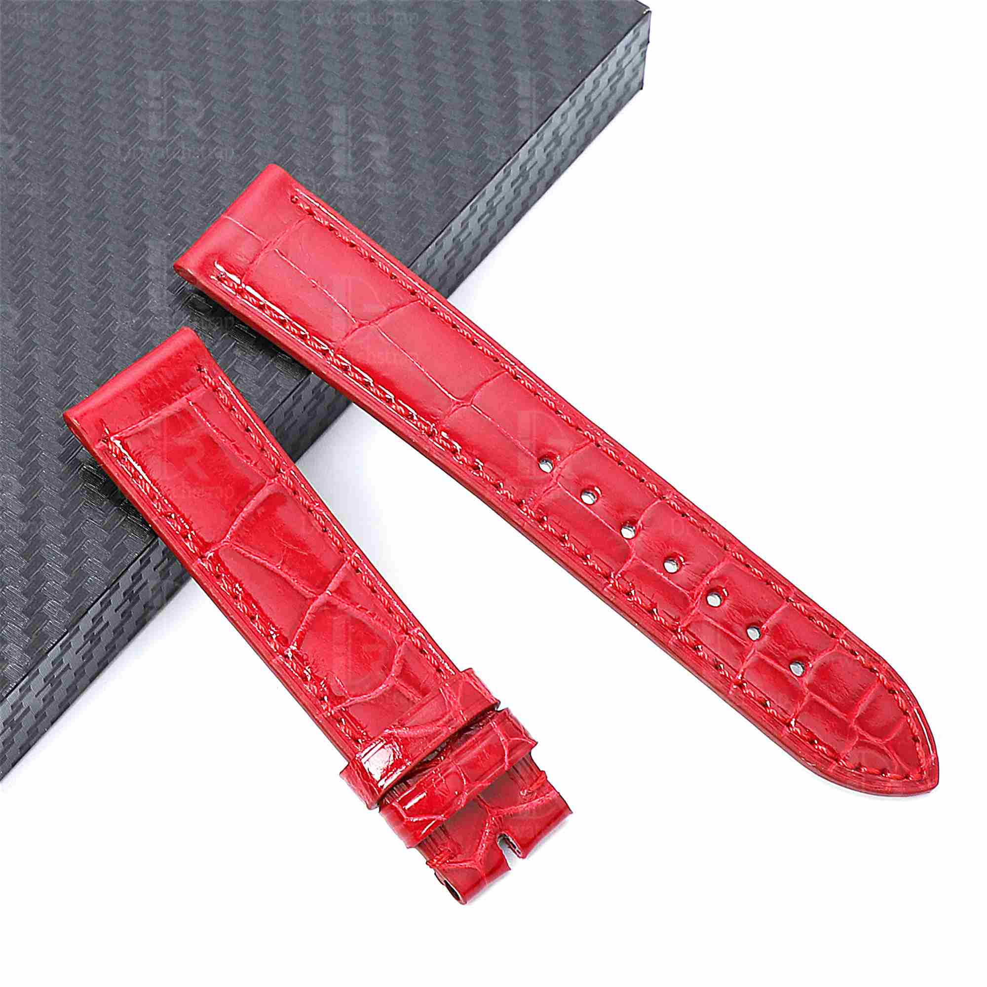 Chopard Happy sport watch band red leather replacement for sale 15mm 18mm