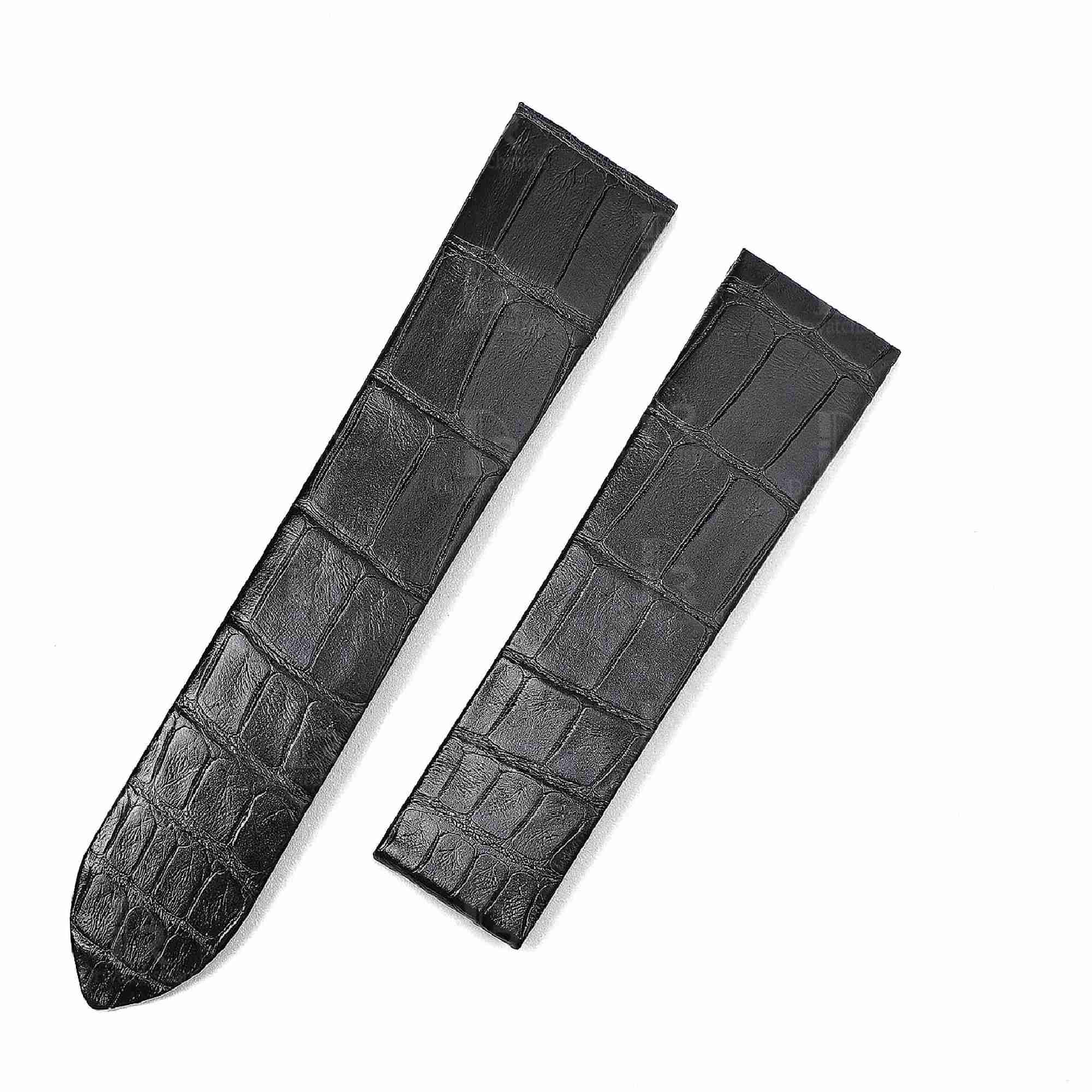 Best quality OEM custom genuine alligator leather black watch Cartier santos dumont strap and watch band replacement watch bands for sale