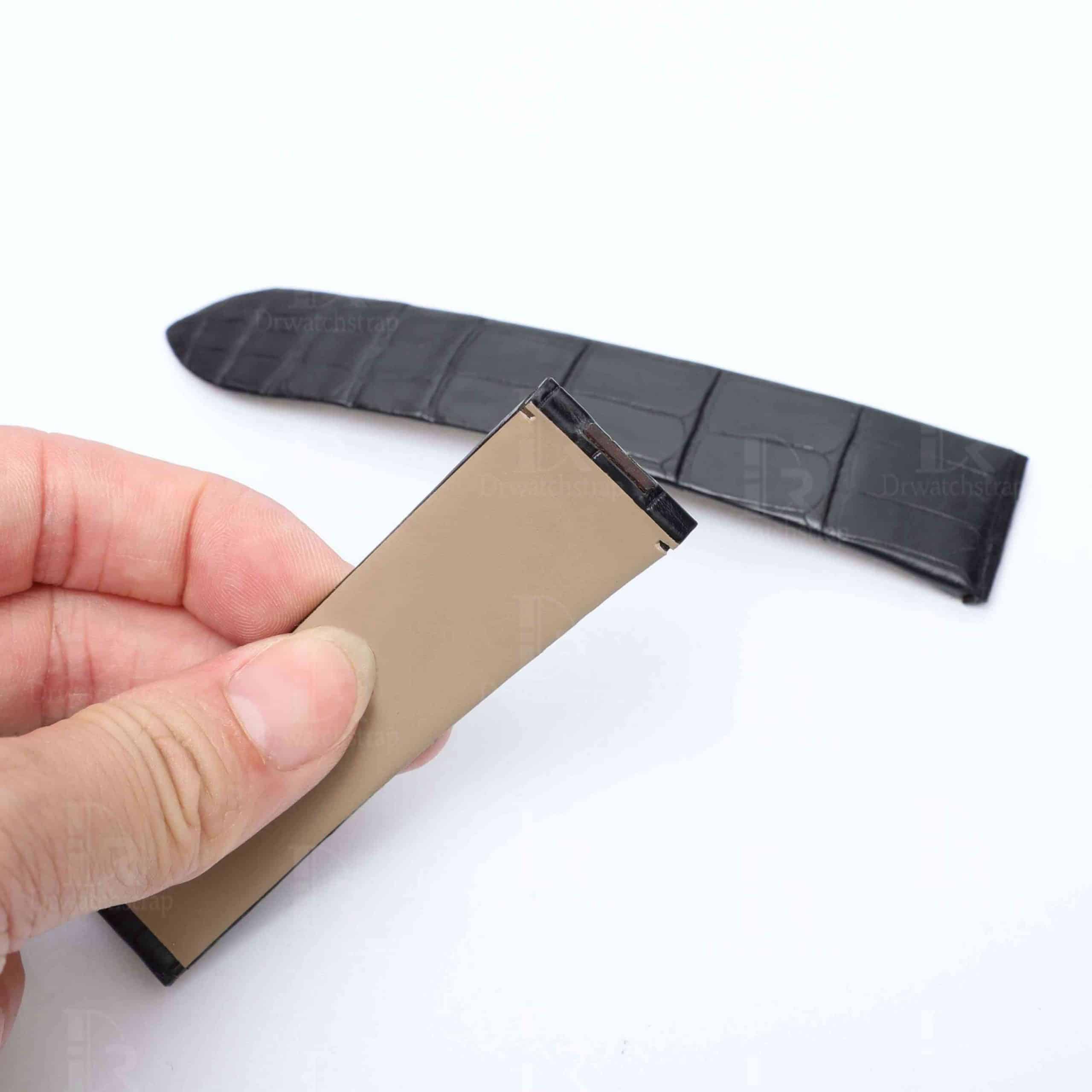 High-end genuine best quality OEM custom alligator leather black watch Cartier santos dumont strap and watch band replacement for Cartier Santos Dumont men's and women's watches for sale - Shop the premium Square-scale straps and watch bands at a low price