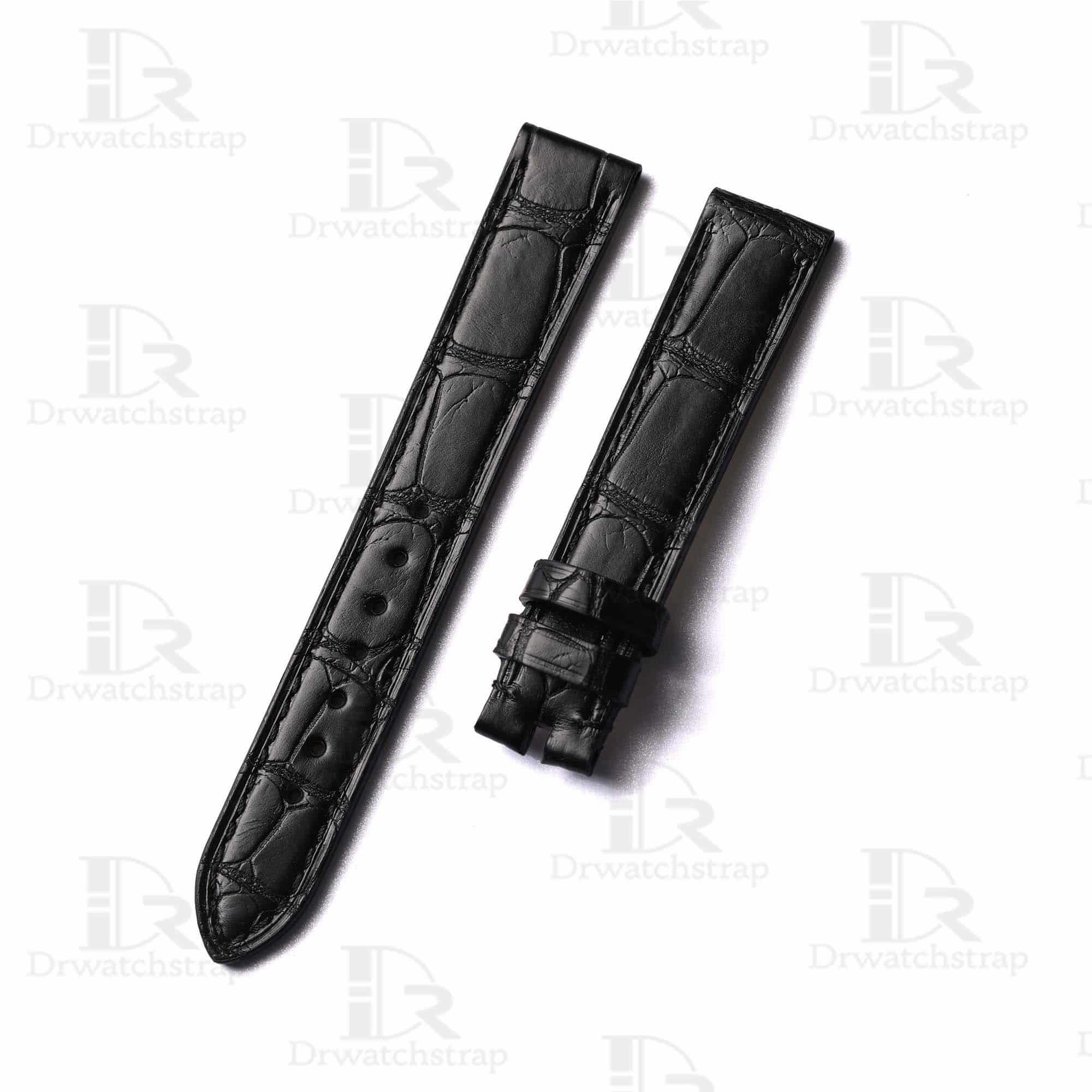 Buy custom Chopard Happy Sport Black Alligator leather strap 18mm 15mm High-glossy for sale (1)