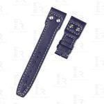 Cartier Tank Ronde Dark Blue smooth calfskin leather watch band double folded