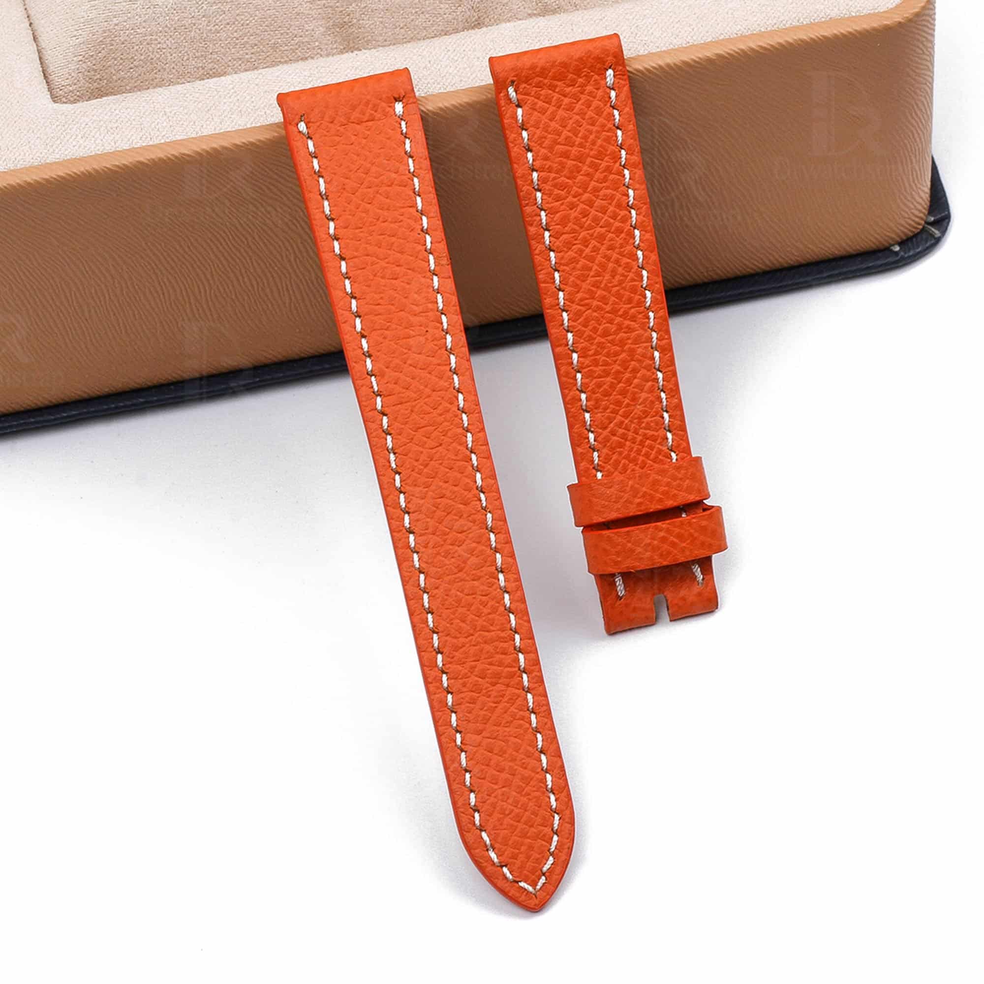 Premium high-quality Epsom orange calfskin leather Hermes watch band and strap for Hermes Heure H Cape Cod luxury watch - orange sport band - Shop Single tour watch bands online for sale at low price