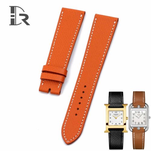 Premium high-quality Epsom orange calfskin leather Hermes watch band and strap for Hermes Heure H Cape Cod luxury watch - Orange sport band - Shop Single tour watch bands online for sale at low price