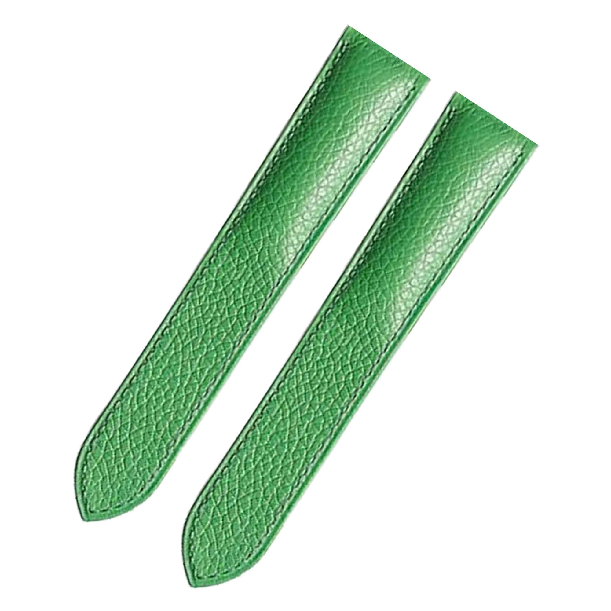 Handcrafted custom premium calf watch leather strap green replacement watch band for Cartier Tank solo Ronde small large XL ladies men watches for sale at a low price