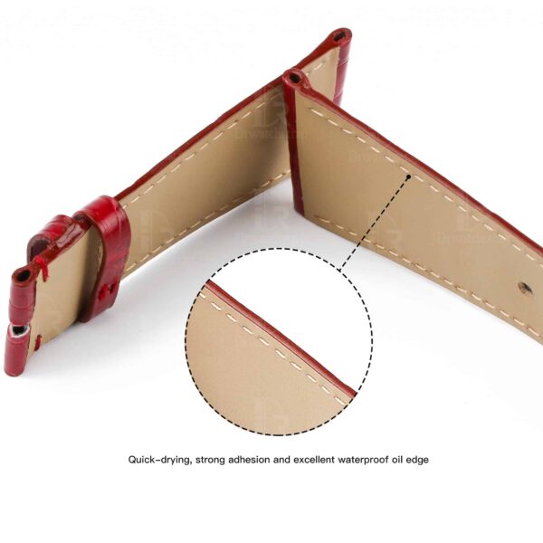 Genuine high-end quality custom OEM red Alligator leather watch strap & watchband replacement for Cartier Tank Divan men's and ladies' luxury watches - 100% handmade custom best quality Grade A Crocodile Cartier straps and watch bands from DR Watchstrap at low price