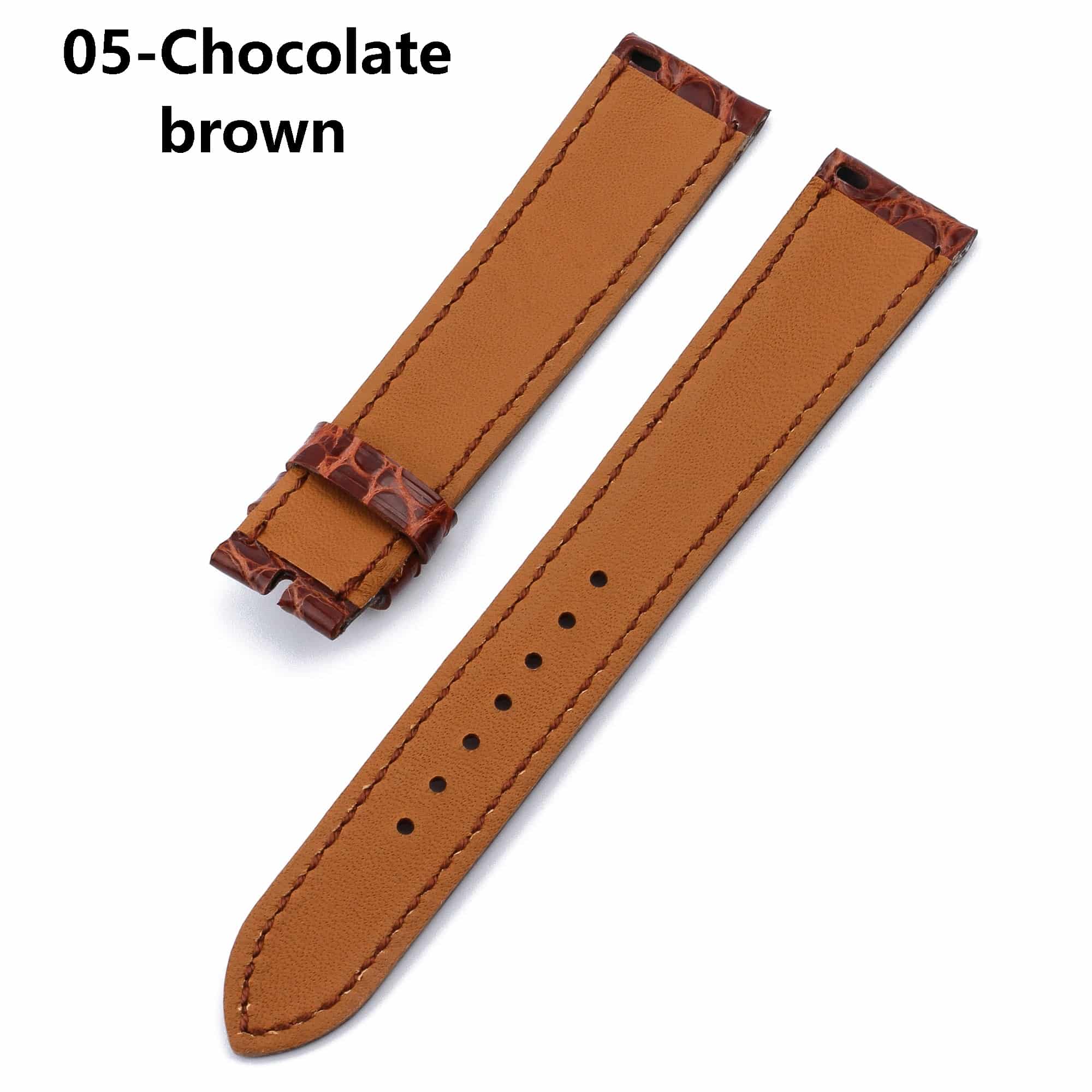 Alligator Hermes watch band Chocolate brown leather replacement Cape cod single tour
