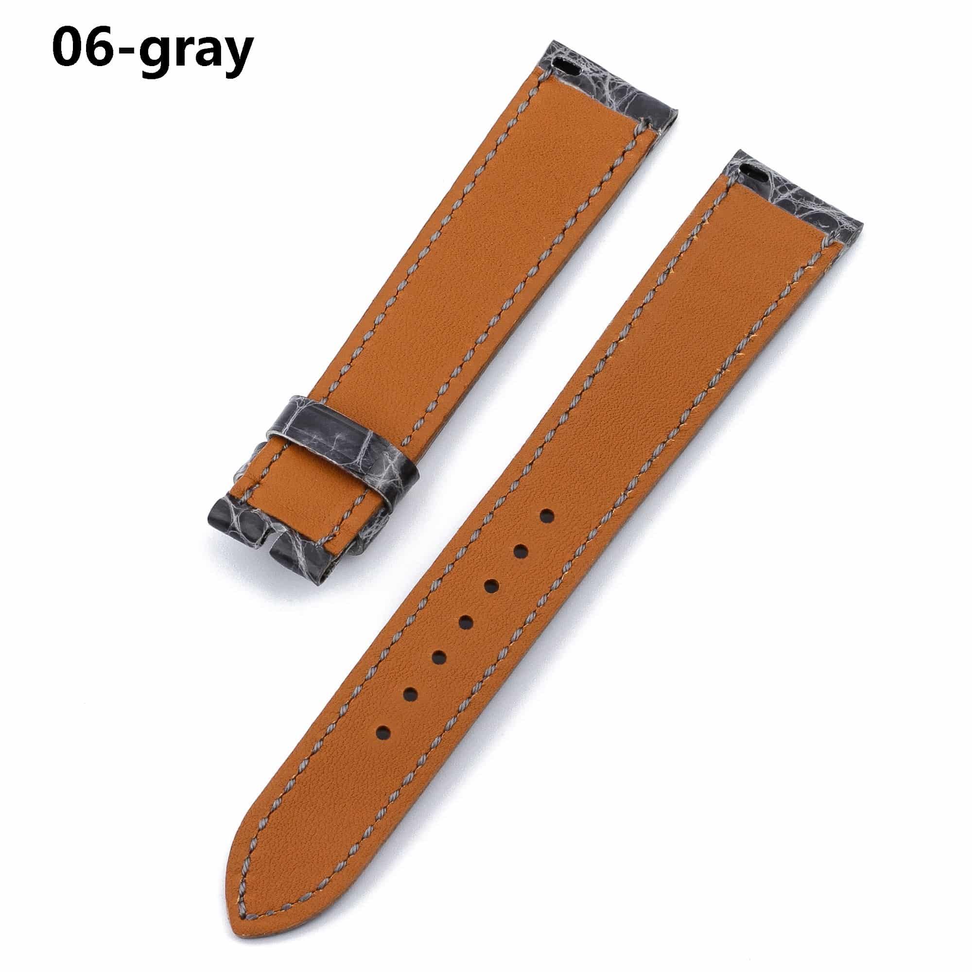Alligator Hermes leather strap replacement Cape cod single tour gray watch band