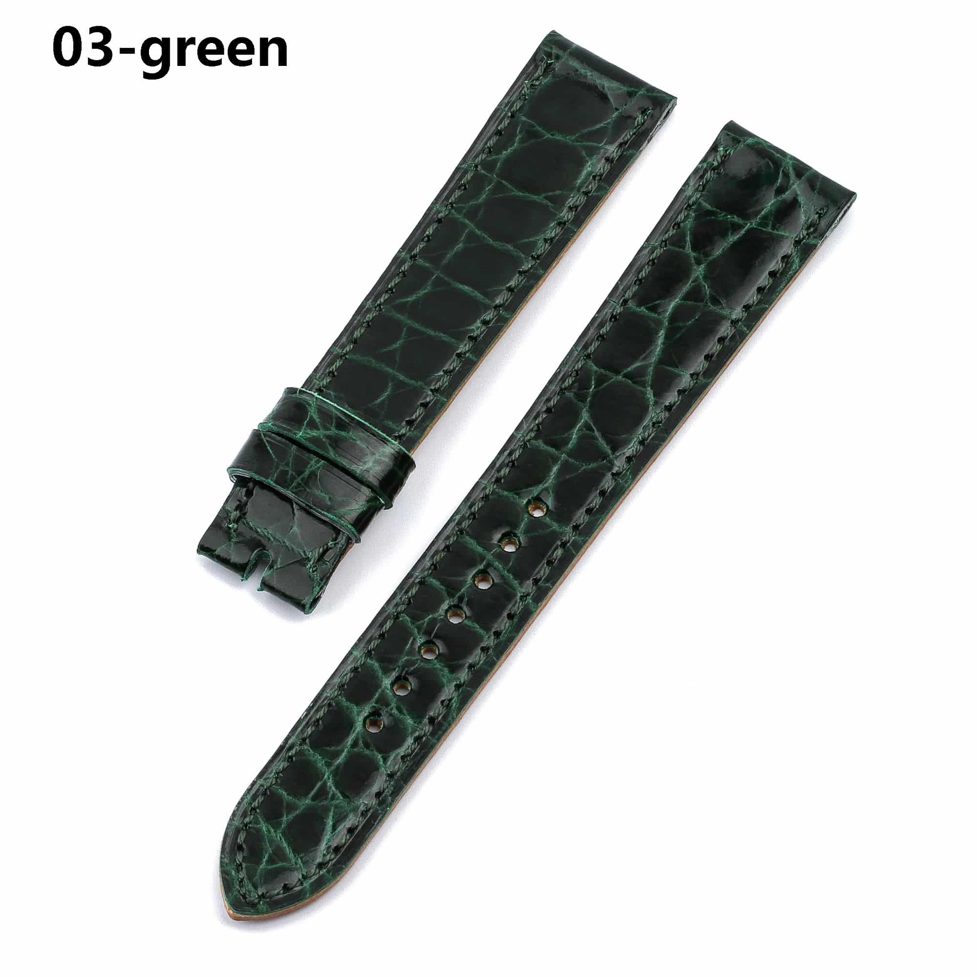 Alligator Hermes leather strap replacement Cape cod single tour green watch band