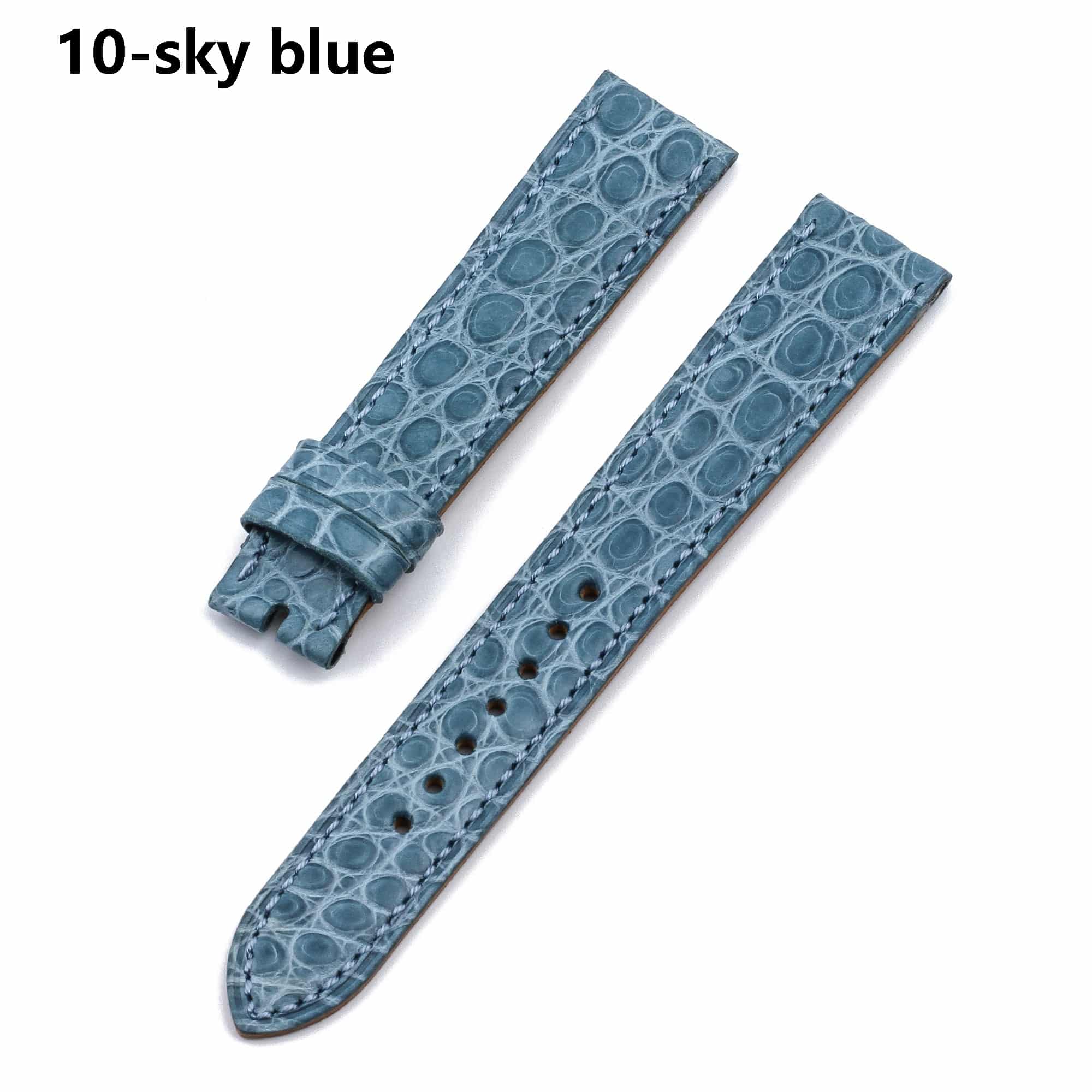 Alligator Hermes leather strap replacement Heure H single tour Sky blue watch band