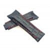 Genuine black Belly-scale leather material with red stitching