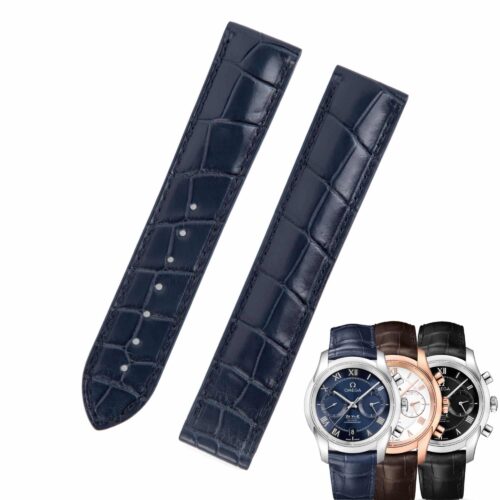 Omega Speedmaster Seamaster leather strap low price black blue white grey alligator watch band replacement online - best quality material Omega Speedmaster straps for sale