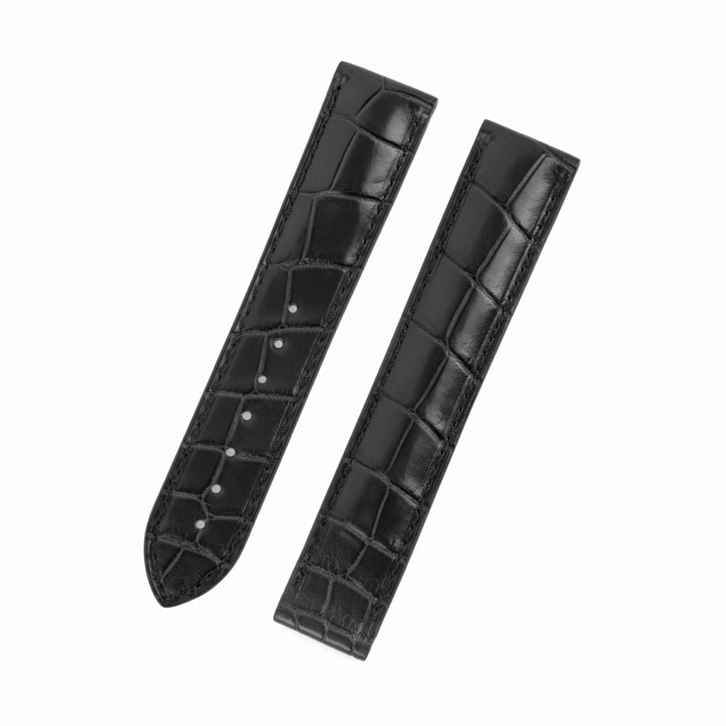 Best quality Genuine Alligator Quickswitch Black leather Cartier quickswitch straps & watchbands for Cartier Santos L XL watches for sale - Custom leather watchband with Easy Change system at low price