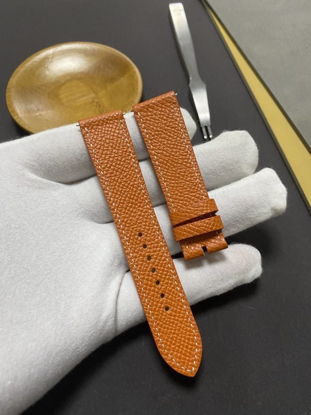 Premium high-quality Epsom brown calfskin leather Hermes watch band and strap for Hermes Heure H Cape Cod luxury watch - brown sport band - Shop Single tour watch bands online for sale at low price