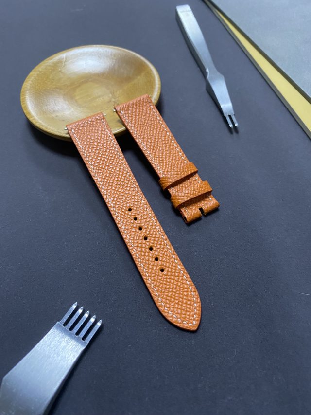 Premium high-quality Epsom brown calfskin leather Hermes watch band and strap for Hermes Heure H Cape Cod luxury watch - brown sport band - Shop Single tour watch bands online for sale at low price