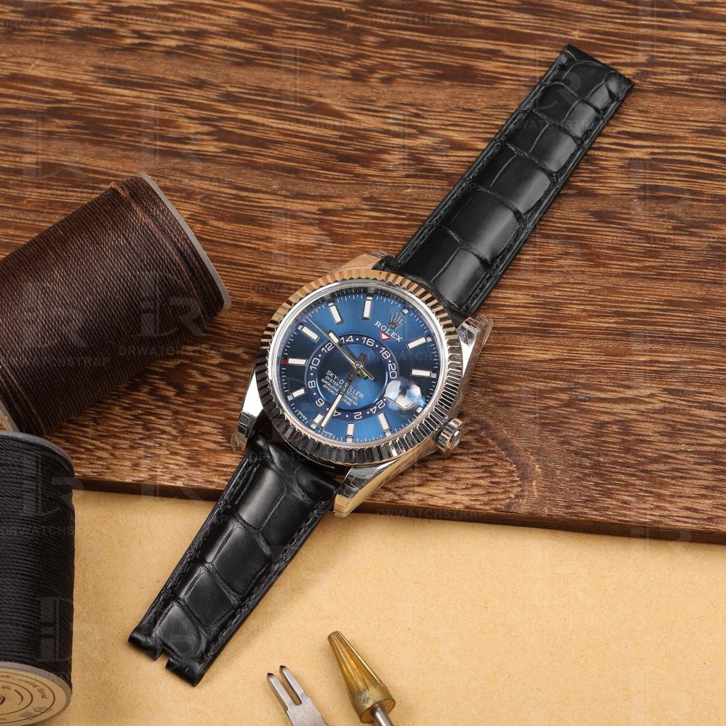 Custom alligator leather jaeger lecoultre watch straps for JLC Master watches - OEM leather watch band for sale