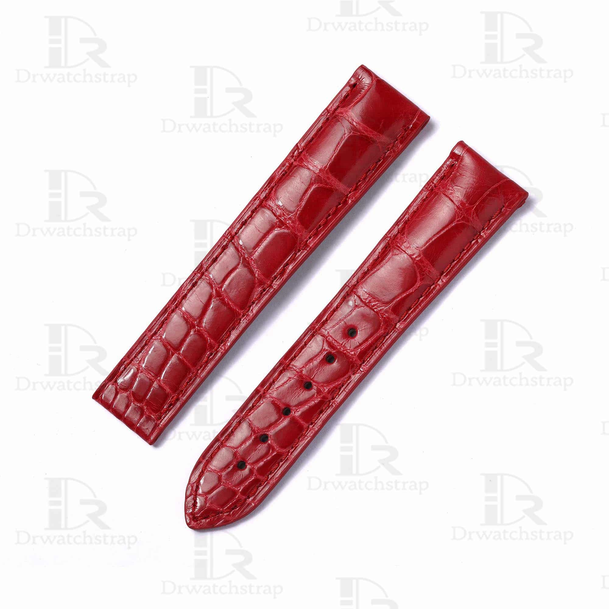 Buy custom Omega Speedmaster Red leather 18mm 20mm 21mm 22mm watch bands for sale