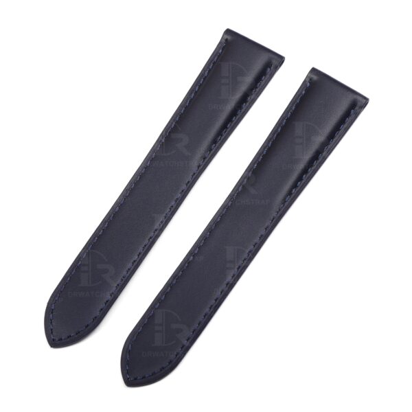 Cartier Tank Ronde Dark Blue smooth calfskin leather watch band double folded