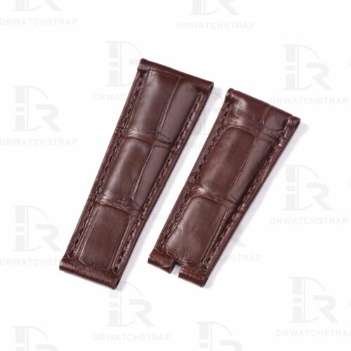 Custom 20mm 21mm 22mm brown alligator leather watch band for Rolex Sky Dweller Submariner Datejust
