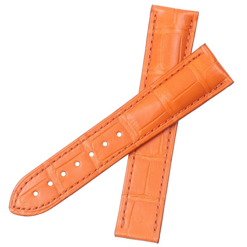 Custom Omega speedmaster strap Orange leather watchband 20mm replacement alligator for sale