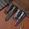 Custom Black Blue alligator leather watch strap and watch band replacement for Cartier Tank Divan