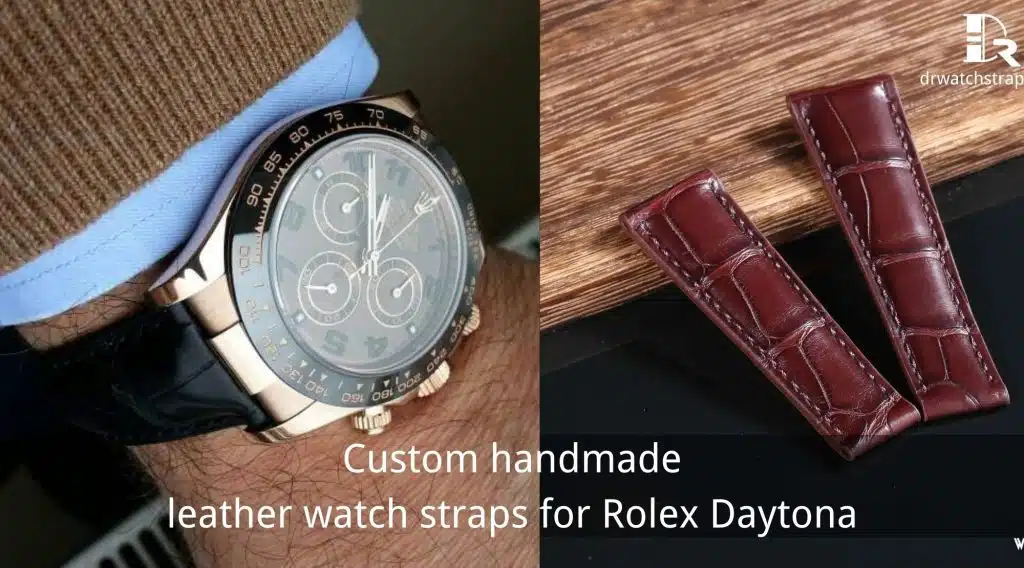 Custom alligator leather watch strap for Rolex Daytona