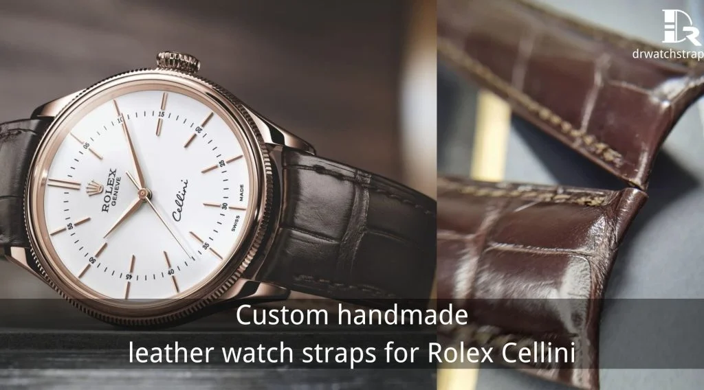 Custom alligator leather watch strap for Rolex Cellini