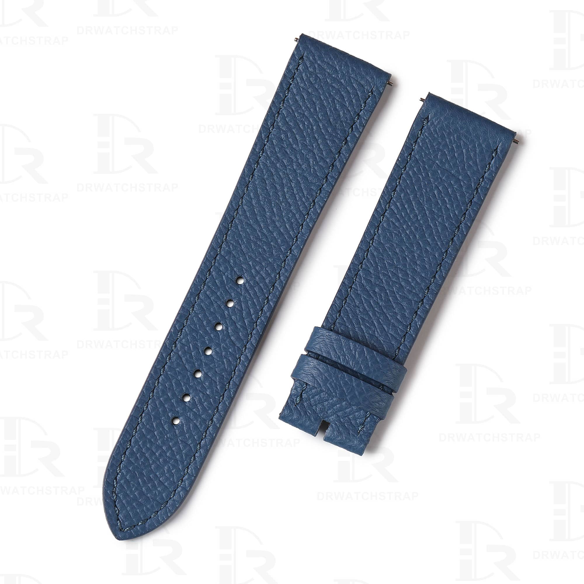 Custom handmade replacement Epsom blue leather strap for Hermes Cape Cod Heure H watch band