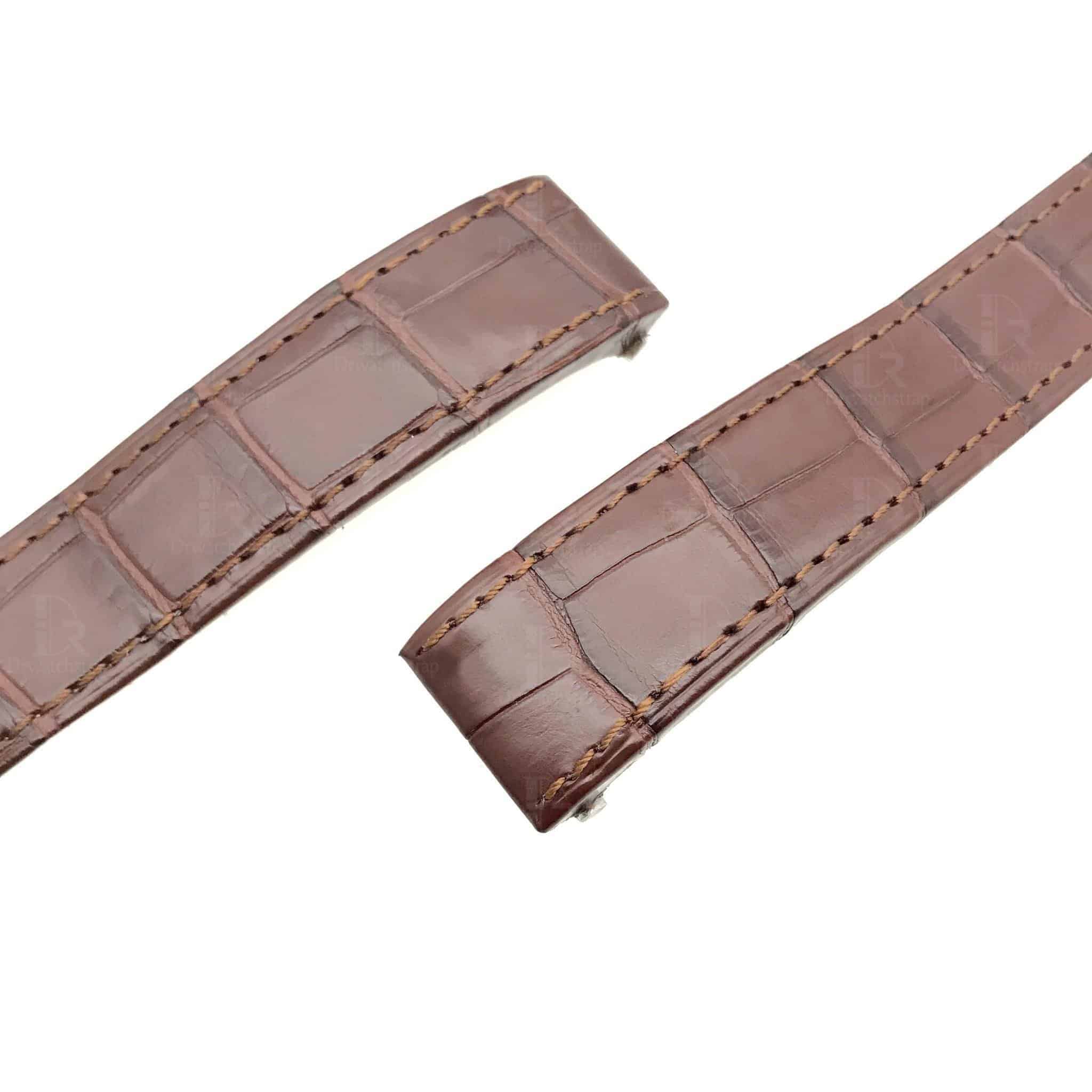 Custom Quickswitch genuine best Alligator Crocodile brown Belly-scale leather straps and watchbands replacement for Cartier Roadster 2510 xl 19mm 20mm watch with quick switch system for sale and easy to change between rubber, kevlar and bracelets straps for mens and womens - Quick release leather strap and watch band from DR Watchstrap free shipping to US, UK and whole world