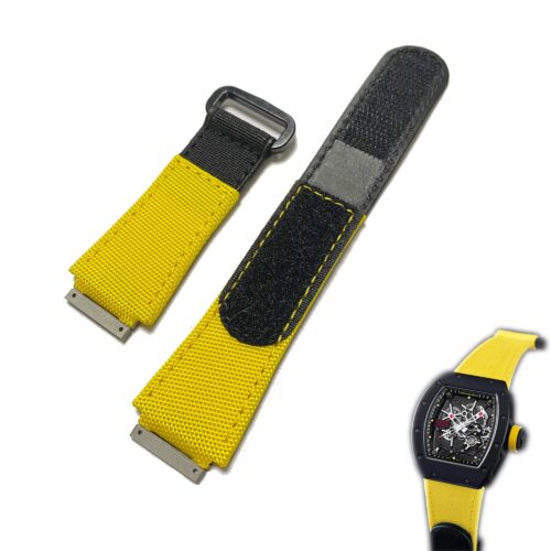 Custom best material Richard Mille rm nylon canvas elastic strap yellow replacement watch bands for Richard Mille RM 035 030 055 011 067 067-02 and more models band online for a discount price