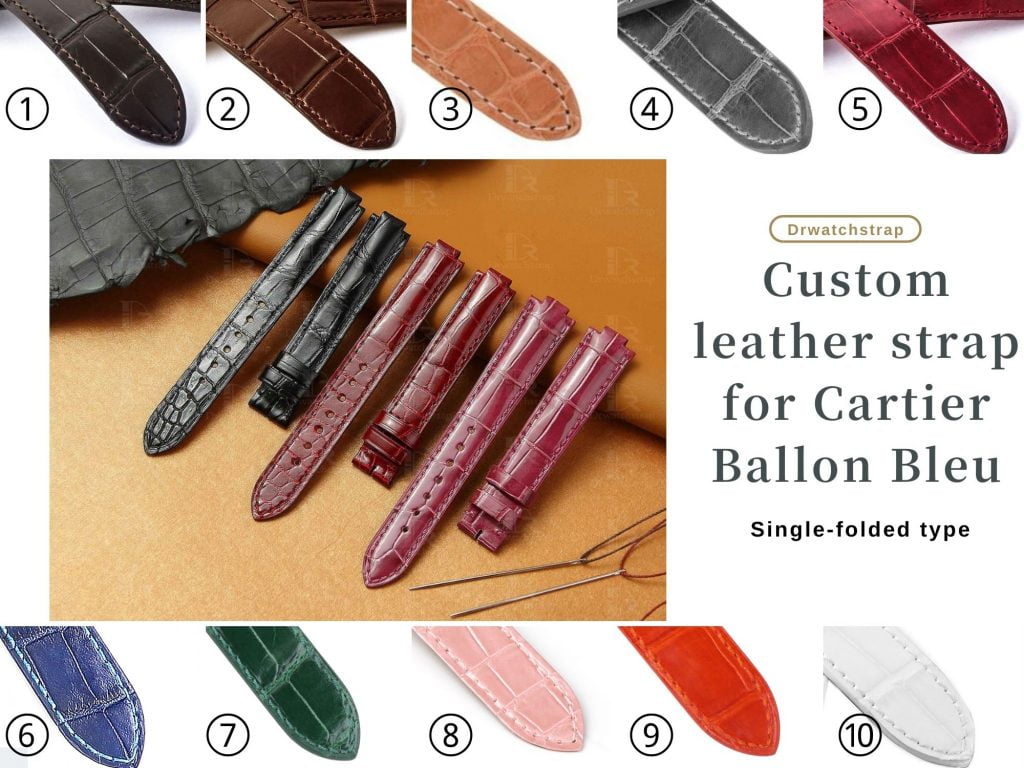 Cartier Ballon Bleu leather strap gray alligator replacement for sale