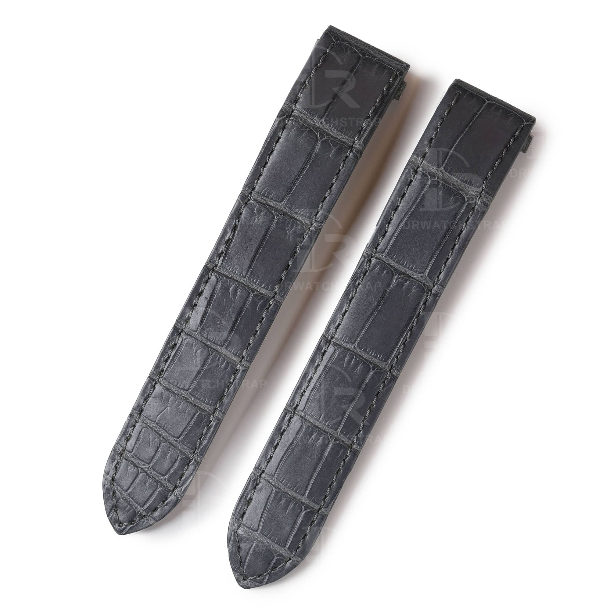 Custom gray alligator leather watch band for Cartier Roadster watch Chronograph