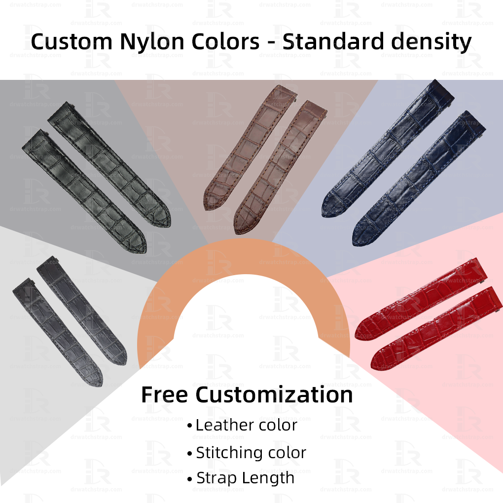 Custom Black brown gray red dark blue Alligator leather replacement strap for Cartier Roadster