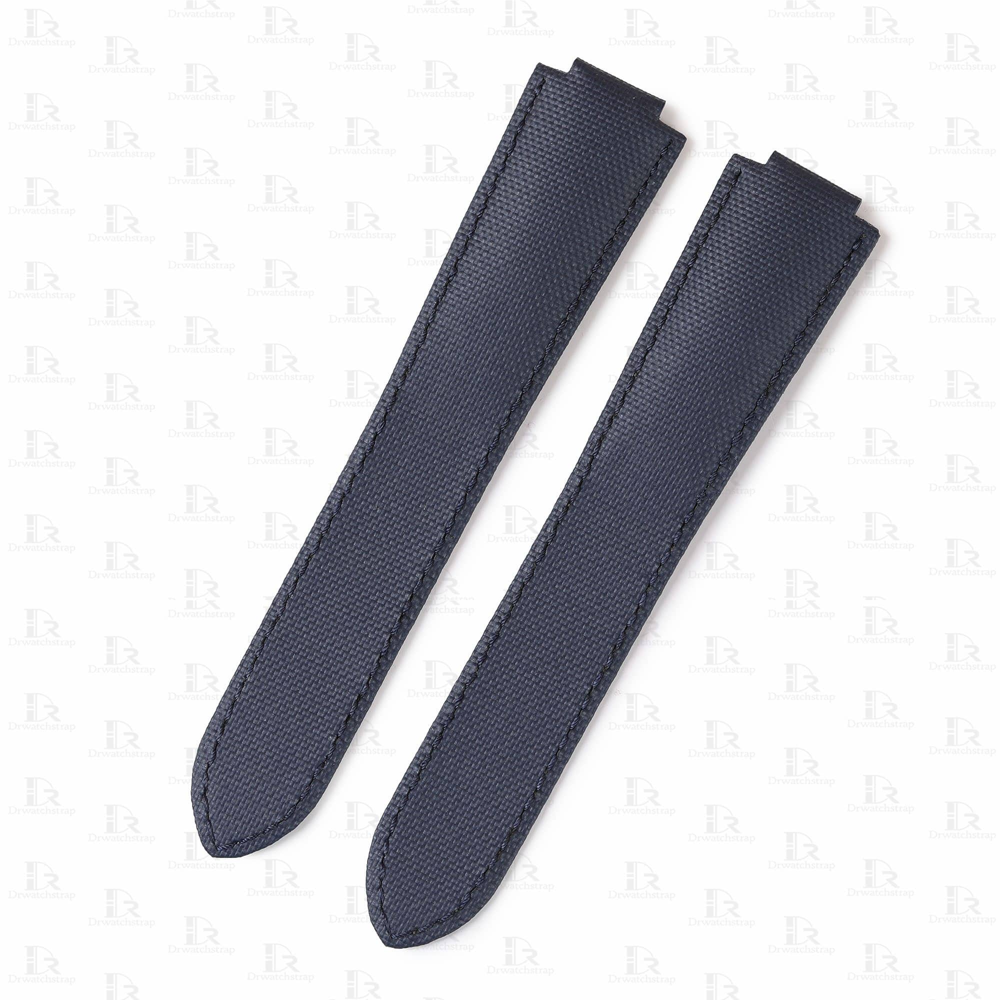 Custom replacement blue canvas nylon watchbands for Ballon Bleu de Cartier PVD Fabric strap