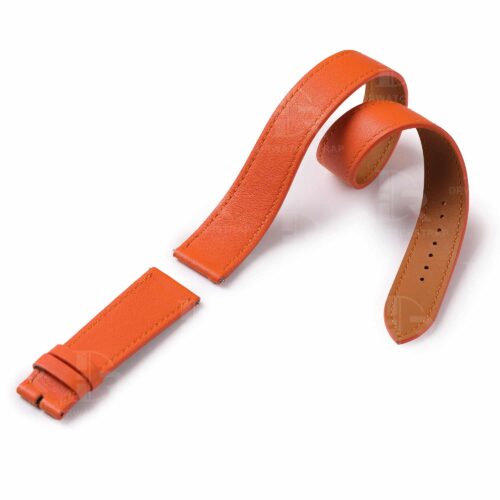 Custom handmade double loop smooth orange leather calfskin watchband for Hermes straps Custom Premium high-end quality calfskin replacement orange leather Hermes watch band and Hermes strap for Hermes Cape cod, Heure H, Arceau watches for sale - double wrap and double tour sport watch band online