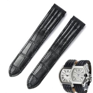 Custom Genuine handmade black alligator crocodile Belly-scale Quickswitch leather strap and watch band replacement 19mm 20mm for Cartier Roadster Chronograph, XL, 2510, GMT 19mm 20mm mens and womens watch for sale, quick release systoem easy change between rubber, kevlar and braceleet straps - Shop the premium straps and watchbands Free shipping to US, UK and whole world