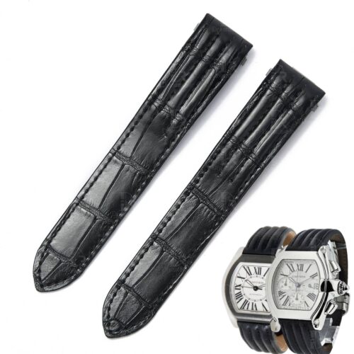 Cartier-Roadster-S-watch-strap-replacement-Black-Alligator-watchband-19mm-20mm Custom Genuine handmade black alligator crocodile Belly-scale Quickswitch leather strap and watch band replacement 19mm 20mm for Cartier Roadster Chronograph, XL, 2510, GMT 19mm 20mm mens and womens watch for sale, quick release systoem easy change between rubber, kevlar and braceleet straps - Shop the premium straps and watchbands Free shipping to US, UK and whole world