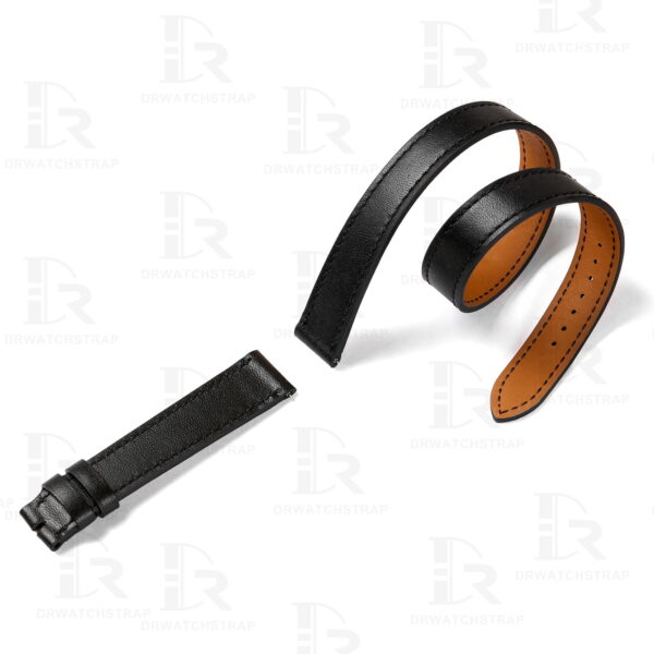 Custom double wrap premium black calfskin leather watch strap for Hermes Cape cod, Heure H, and Arceau watch (2)