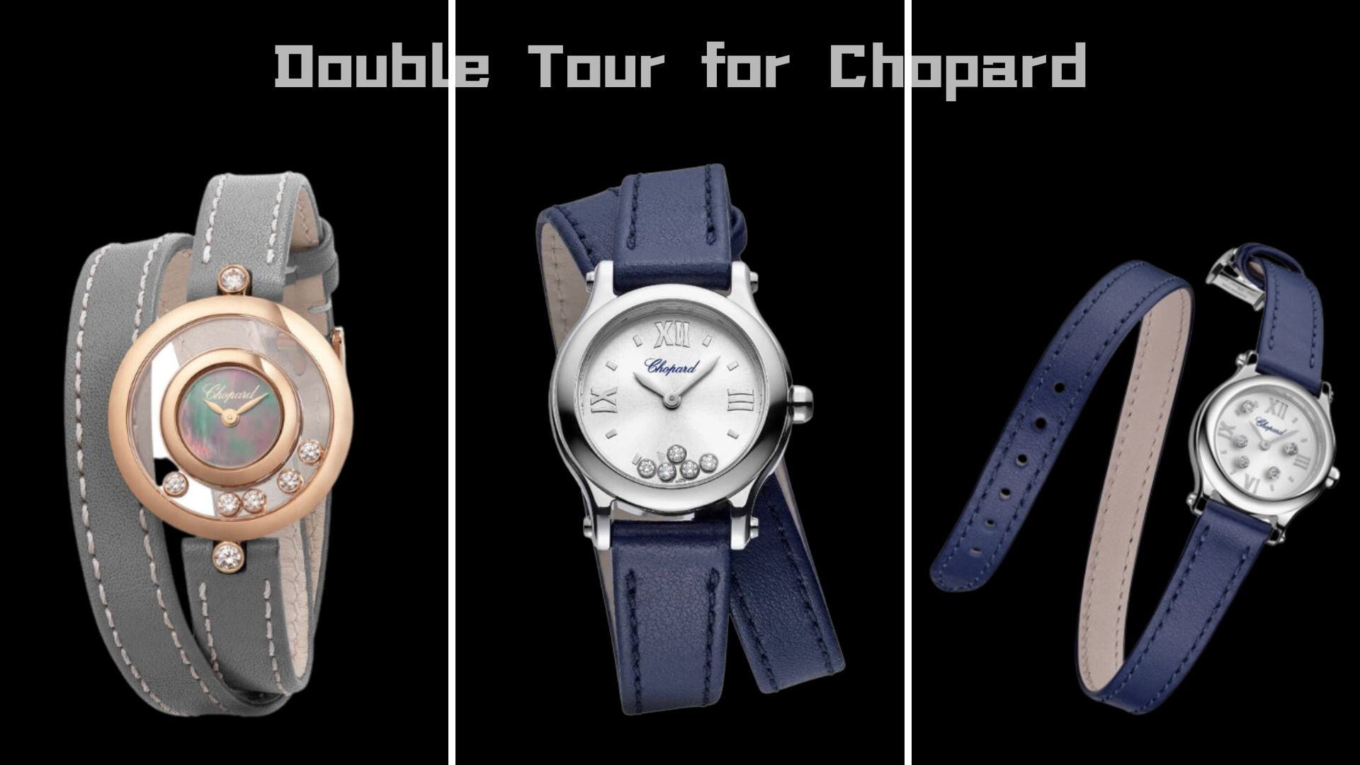 Double wrap tour leather strap for Chopard watch Happy Diamond Sport