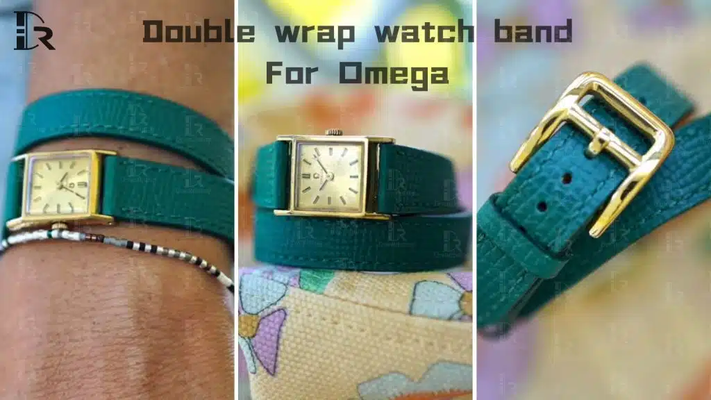 Double wrap tour leather strap for Omega watch