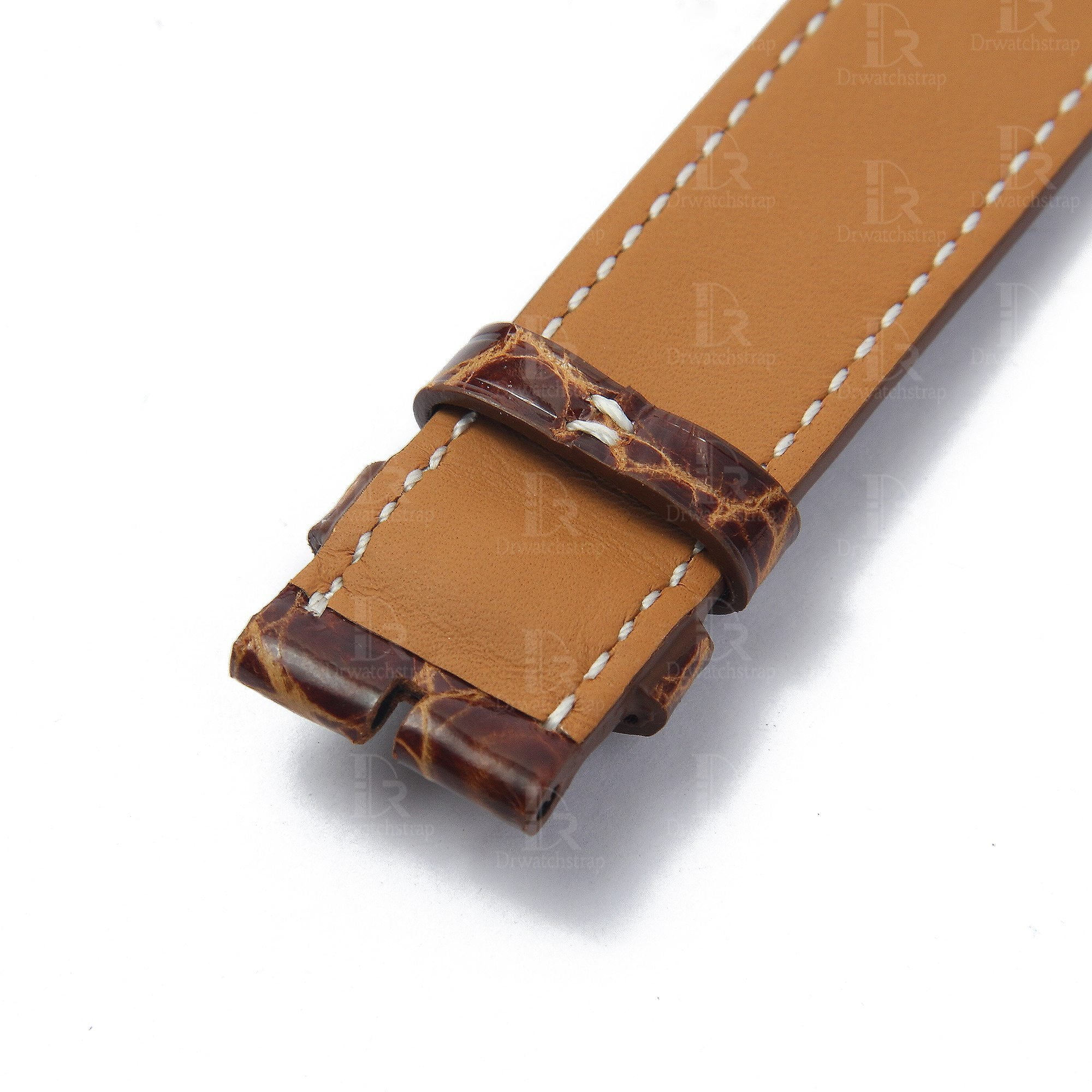 Handmade best quality alligator crocodile round-scale leather Hermes watch band and watch strap Double tour replacement for sale - Brown double wrap watch bands online for Hermes Heure H Cape COD Arceau luxury watches 38mm 44mm