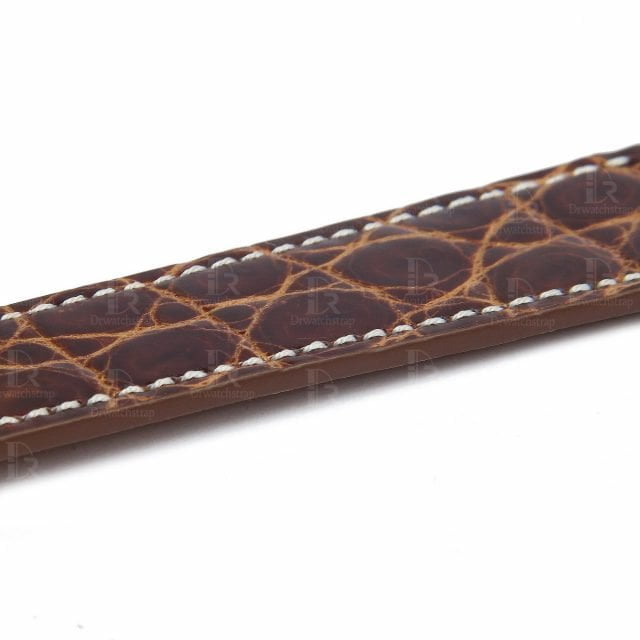 Handmade best quality alligator crocodile brown round-scale leather Hermes watch band and watch strap Double tour replacement for sale - double wrap watch bands online for Hermes Heure H Cape COD Arceau luxury watches 38mm 44mm