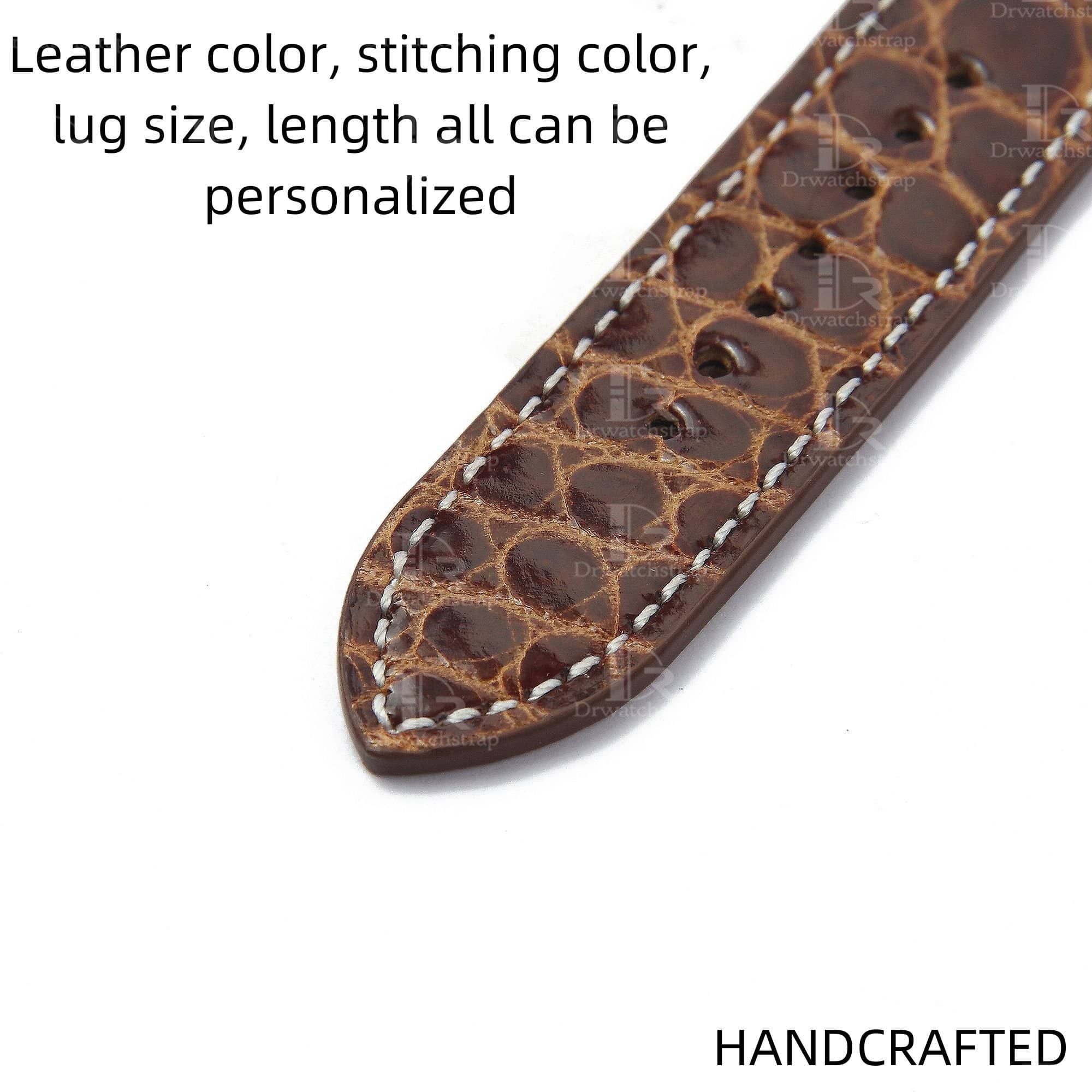 Handmade best quality alligator crocodile brown round-scale leather Hermes watch band and watch strap Double tour replacement for sale - double wrap watch bands online for Hermes Heure H Cape COD Arceau luxury watches 38mm 44mm