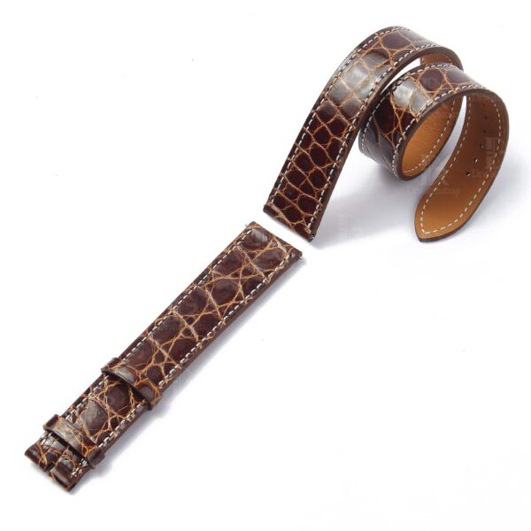 Handmade quick release quickswitch best quality alligator crocodile brown round-scale leather Hermes watch band and watch strap Double tour replacement for sale - double wrap watch band online for Hermes Heure H Cape COD Arceau luxury watches 38mm 44mm