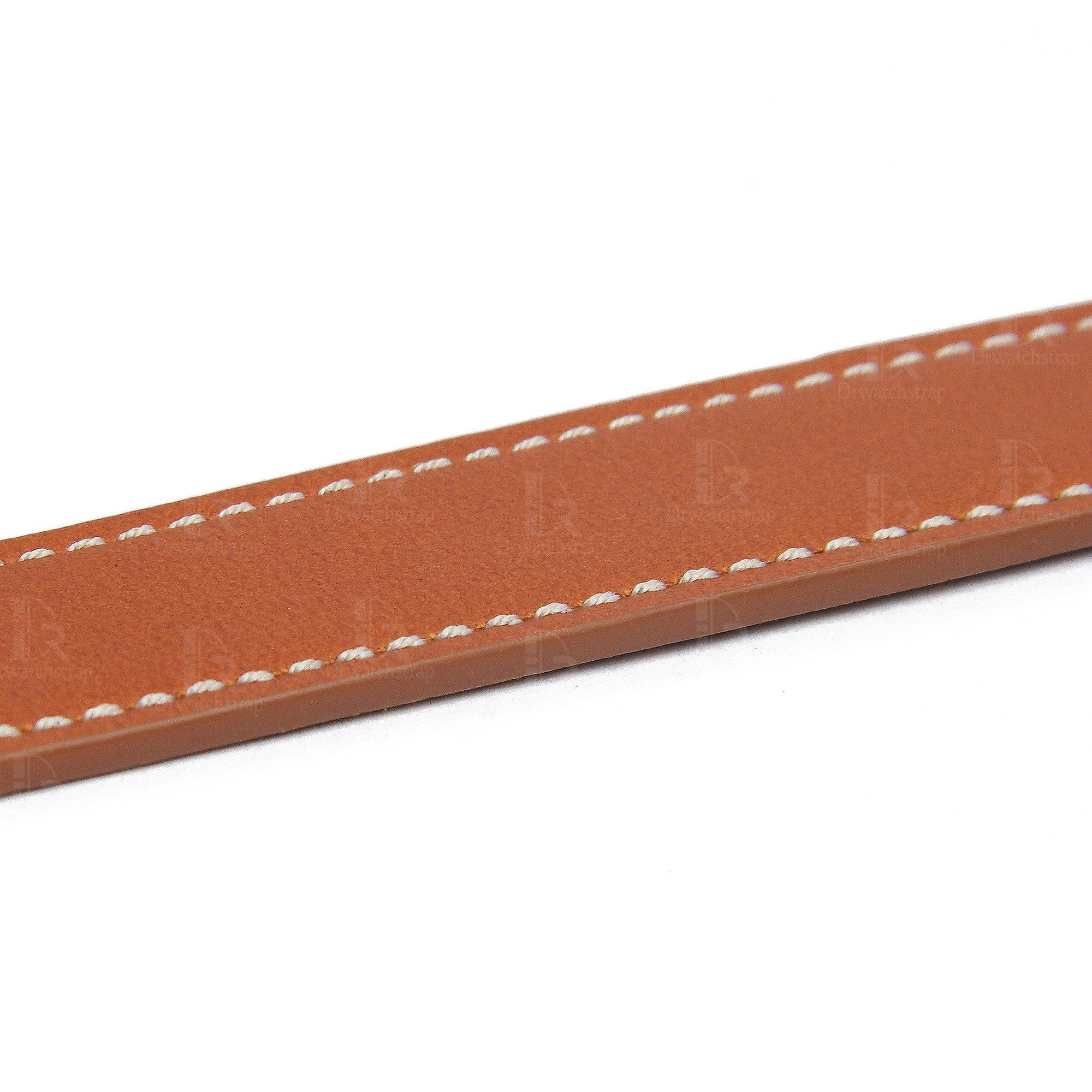 Hermes double loop strap watch OEM orange watch band with white stitching