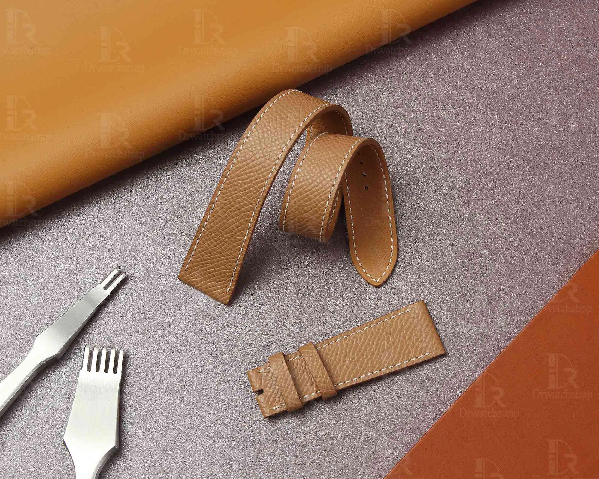 Best custom brown Epsom Double tour wrap Hermes leather watch band replacement for Hermès Cape Cod, Shop the genuine leather straps and watchbands at a low price