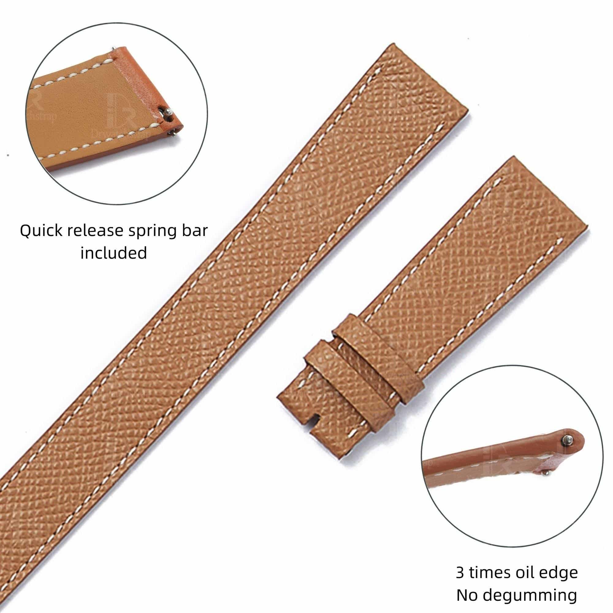 Best quality OEM custom brown Epsom Double tour Double wrap leather watch strap and watch band replacement for Hermès Cape Cod luxury watches for sale - Shop the high-end leather straps and watchbands at a low price
